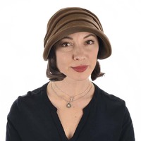 Corduroy Brown Bakerboy Hat with Hair Extension for Winter
