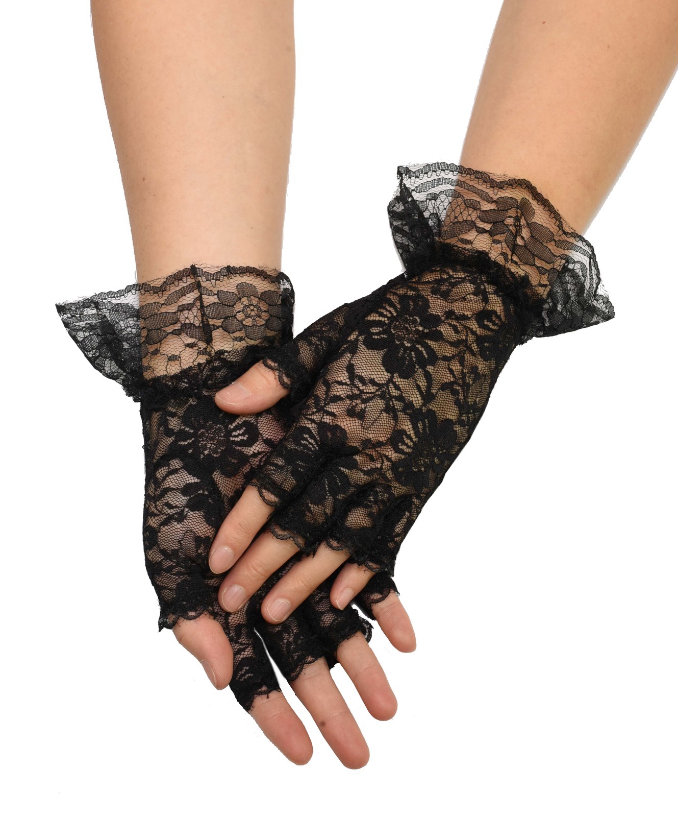 Ladies Lace Half Finger Punk Goth 20s 8s Wedding Church Party Cuffs ...