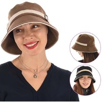 PORTABLE Felt Cloche Hat with Belt and Buckle -CECILIA