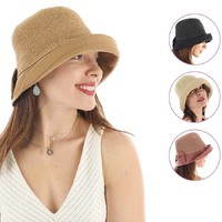 Crochet Cloche Sun Hat with Upturn Brim